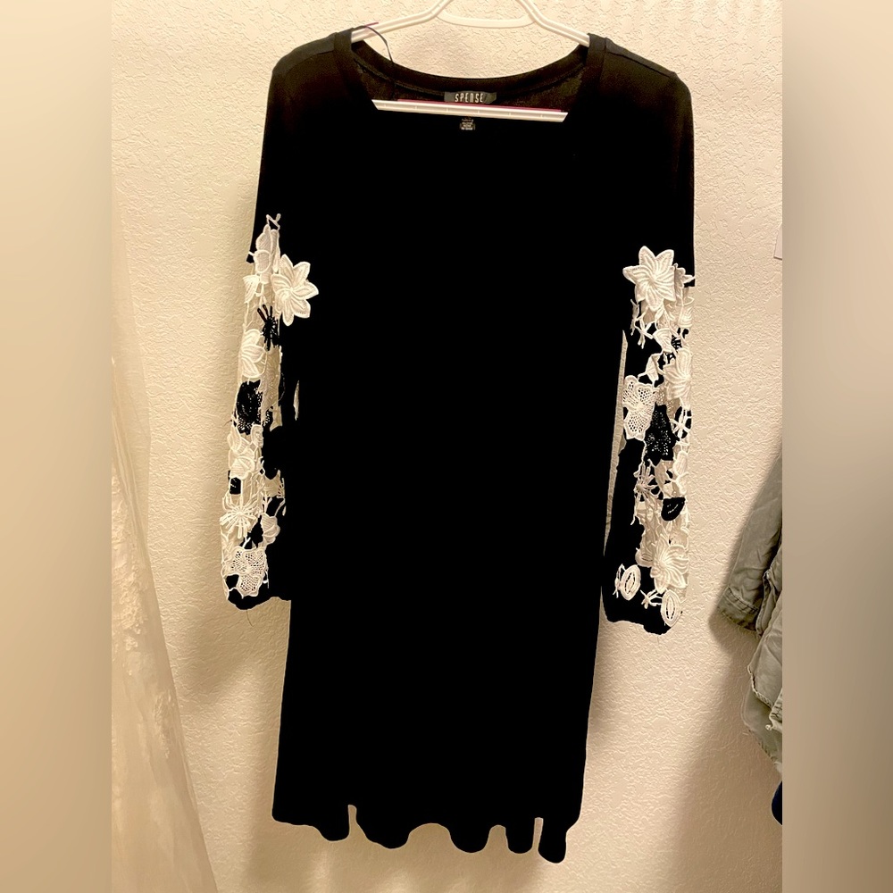 Black formal dress with lace sleeves